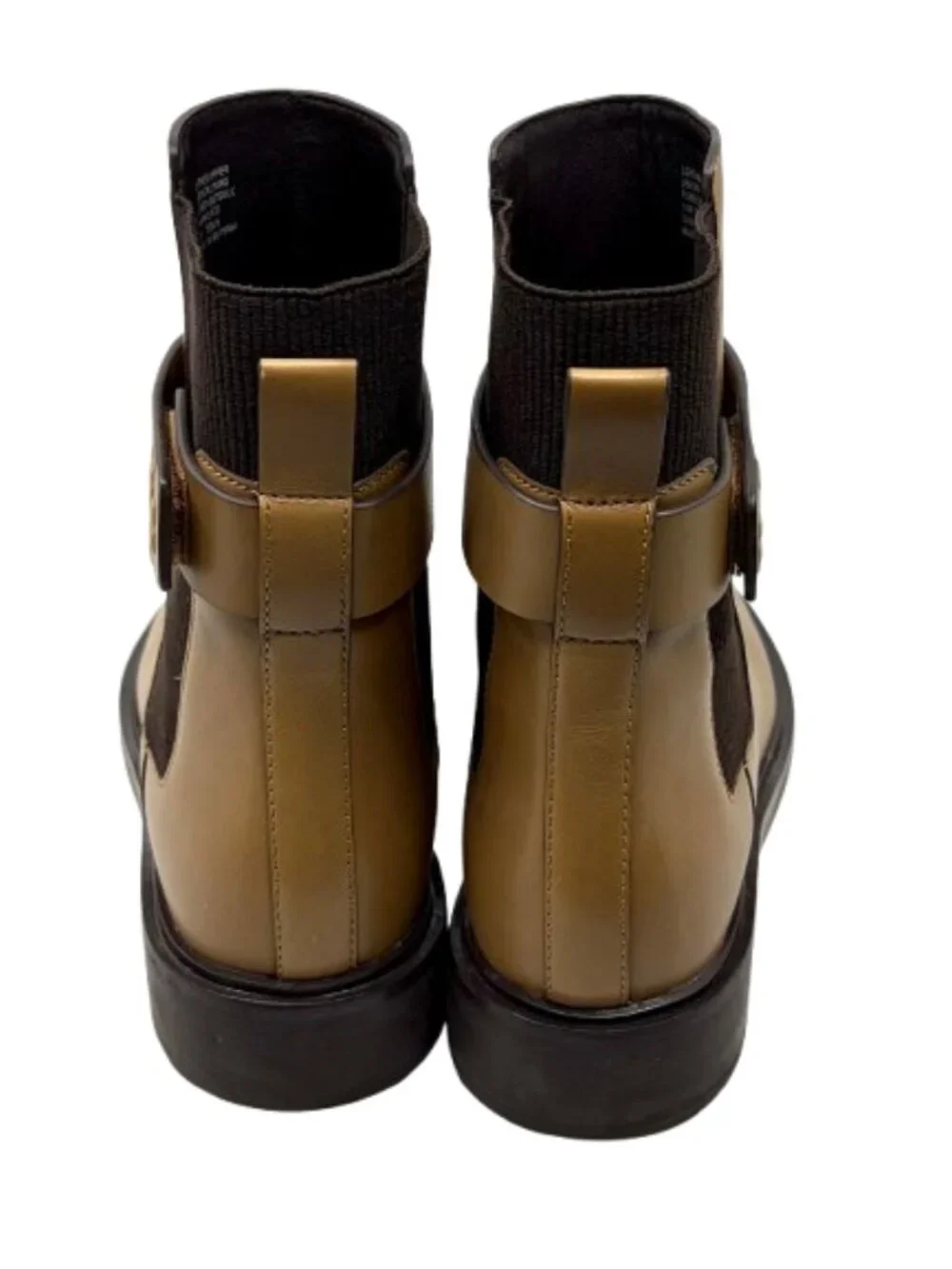 TORY BURCH~Double T Buckle Chelsea~TAN LEATHER WOMENS ANKLE BOOTS Sz 11 NEAR NEW